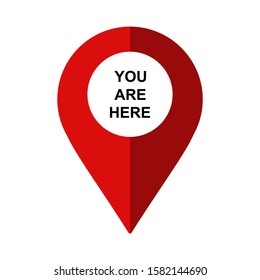 You are here sign icon. You are here mark icon in modern flat style design. Vector illustration.