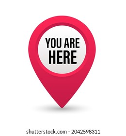 You are here sign icon mark. Destination or location point concept. Pin position marker design
