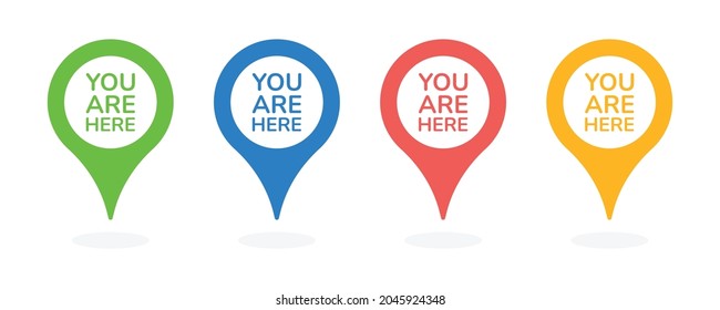 You are here sign icon mark. Map pin symbol vector illustration.