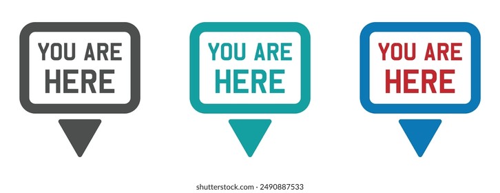 You are here vector icons. You are here vector signs collection