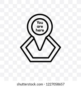 You Are Here Vector Linear Icon Isolated On Transparent Background, You Are Here Transparency Concept Can Be Used For Web And Mobile