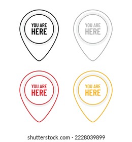 Sie sind hier, wir sind hier farbenfroh Location Pin Icon Set