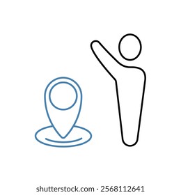 you are hereconcept line icon. Simple element illustration. 
you are here concept outline symbol design.