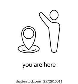 you are hereconcept line icon. Simple element illustration. 
you are here concept outline symbol design.