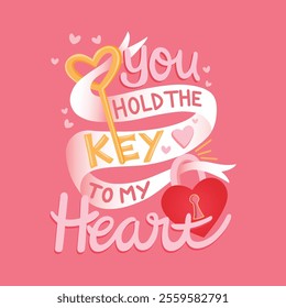 You Hold The Key To My Heart, Valentine's day t-shirt design, Valentine's Day Vector, Happy Valentine's Day