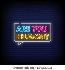 Are You Human Neon Signs Style Text Vector