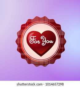 For You Icon Decorated With Heart Shape Isolated On Violet Background Valentines Day Concept Vector Illustration