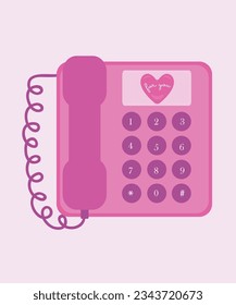  For You Illustration with Landline Phone and Heart