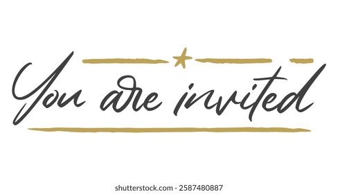 You are invited. Calligraphic text design. Invitation banner.