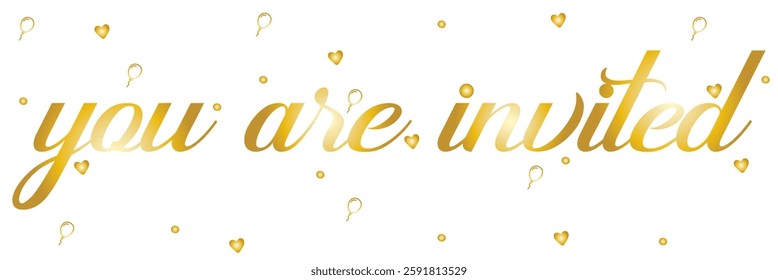 You are invited hand drawn brush lettering. Elegant handwritten calligraphic inscription. You're invited - text in lettering style.