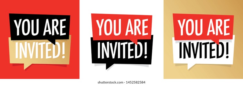 You are invited on speech bubble