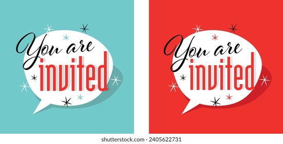 You are invited on speech bubble