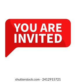 You Are Invited Red Rectangle Shape For Invitation Sign Announcement Promotion Information Business Marketing Social Media
