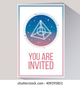 you are invited in white color backdrop and flat design