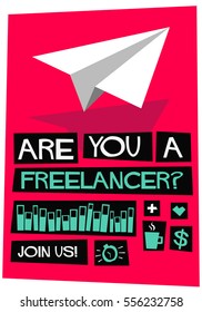 Are You A Freelancer? Join Us! (Flat Style Vector Illustration Recruitment Hire Job Poster Design)