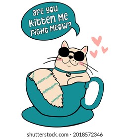 are you kitten me right meow maternity design vector illustration for use in design and print poster canvas