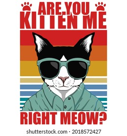 are you kitten me right meow funny cat pun plus ize design vector illustration for use in design and print poster canvas