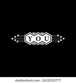 YOU letter logo design on black background.  
YOU letter business logo design. 
YOU creative initials letter logo concept.