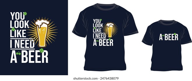 Parece que necesito un diseño de camiseta con tipografía BEER