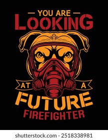 
you are looking at a future firefighter pitbull dog t-shirt design