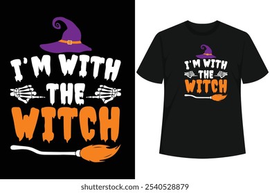 Are You Looking For Your Halloween Costume? Sounds Like You'd Have Fun Wearing This I'm With The Witch Design. Get One for Yourself Today. Great For Funny Halloween Design Or Funny Halloween Design.