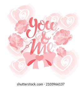 you love me greeting design with watercolor theme 