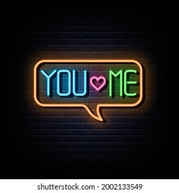 You love me neon text vector. sign symbol