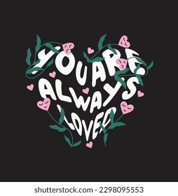 te encanta el eslogan en la linda ilustración de las flores del corazón