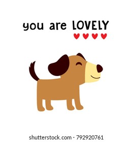you are so lovely greeting card with puppy dog graphic vector