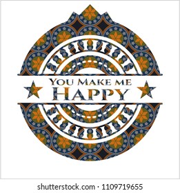  You Make me Happy arabic emblem background. Arabesque decoration.