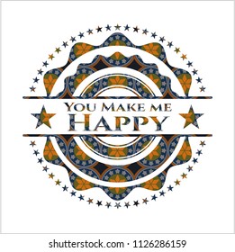 You Make me Happy arabic badge background. Arabesque decoration.