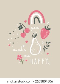 you make me happy strawberry vector art