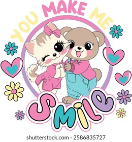 you make me smile girl love flowers friends