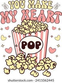 Haz mi corazón pop, romántico material para ilustraciones gráficas de amor de San Valentín para diseños de tipografía de camisetas, clipart y románticos