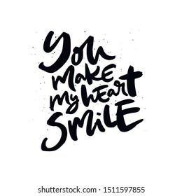 You make my heart smile handdrawn lettering