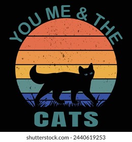 you me  the cats illustrations with patches for t-shirts and other uses