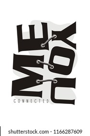 You and me connected t-shirt design inspiration. Emotional love message as idea for t shirt print. Black and white vector graphic for tees, cards, posters and wall decors. 