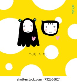 YOU AND ME COUPLE,VECTOR ILLUSTRATION