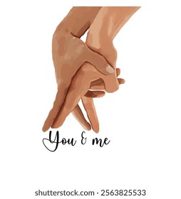 You and Me hands like walking, hands of couple vector illustration