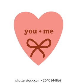 You and me heart with ribbon icon