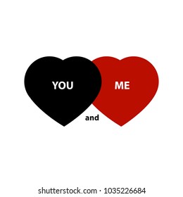 You and me heart. Vector illustration