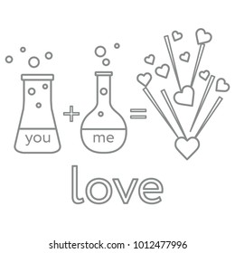 You and me and our chemistry of love. Design for banner, poster or print. Greeting card Valentine's Day.