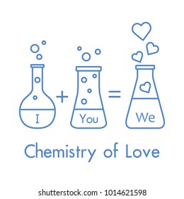 You and me and our chemistry of love. Design for banner, poster or print. Greeting card Valentine's Day.