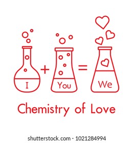 You and me and our chemistry of love. Design for banner, poster or print. Greeting card Valentine's Day.