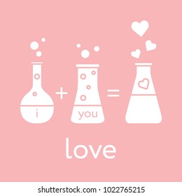 You and me and our chemistry of love. Design for banner, poster or print. Greeting card Valentine's Day.