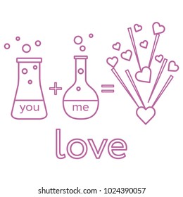 You and me and our chemistry of love. Design for banner, poster or print. Greeting card Valentine's Day.