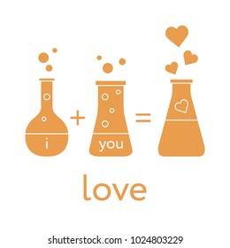 You and me and our chemistry of love. Design for banner, poster or print. Greeting card Valentine's Day.