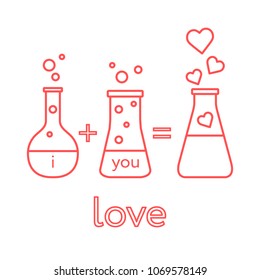 You and me and our chemistry of love. Design for banner, poster or print. Greeting card Valentine's Day.