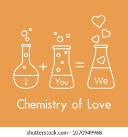You and me and our chemistry of love. Design for banner, poster or print. Greeting card Valentine's Day.