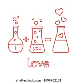 You and me and our chemistry of love. Design for banner, poster or print. Greeting card Valentine's Day.